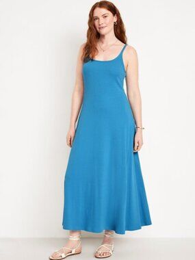 Old Navy Ribbed Sleeveless Maxi Dress Patina Blue Size Large Summer Casual NWT
